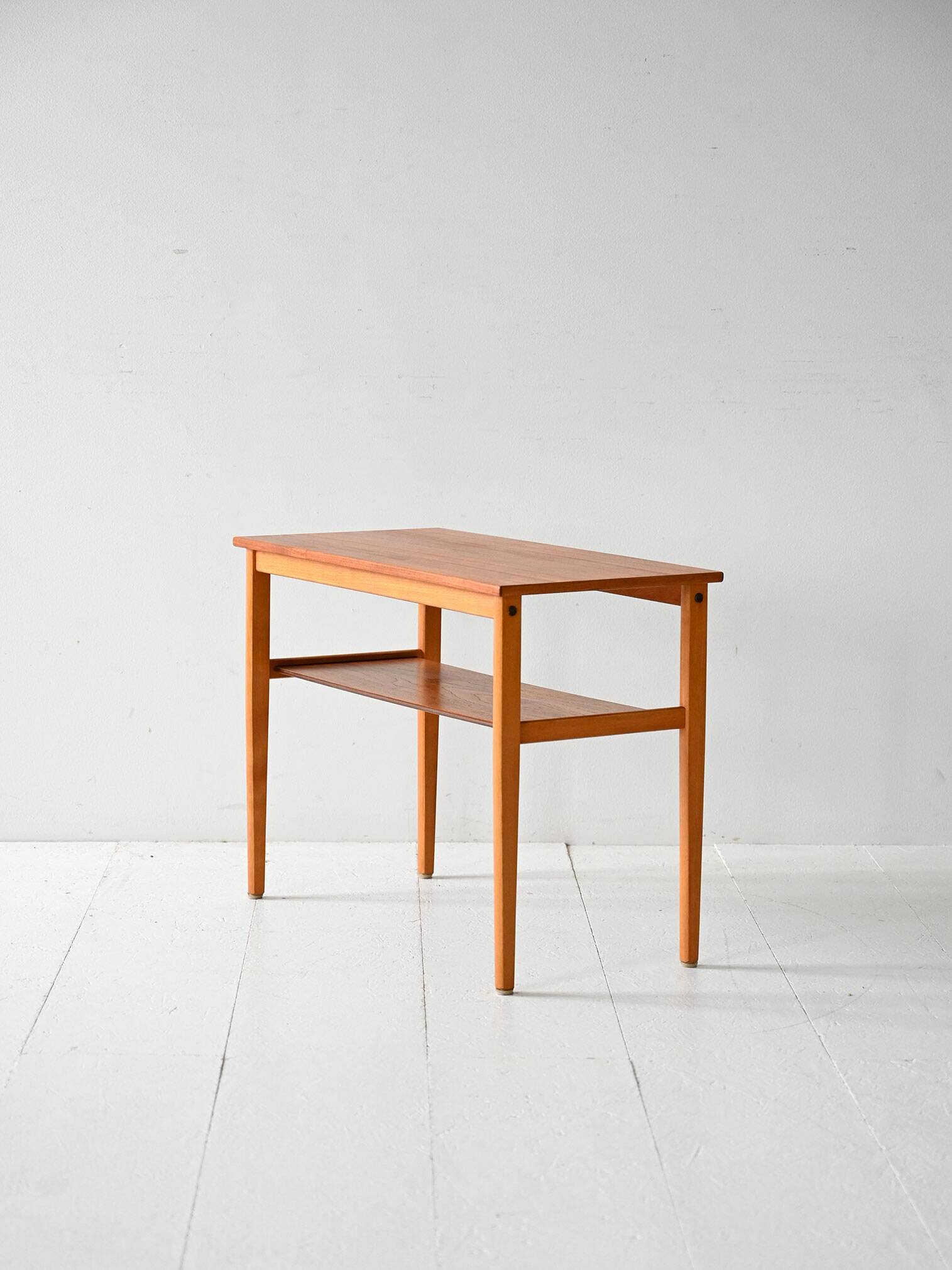 Vintage Scandinavian coffee table 1950s in beech and teak