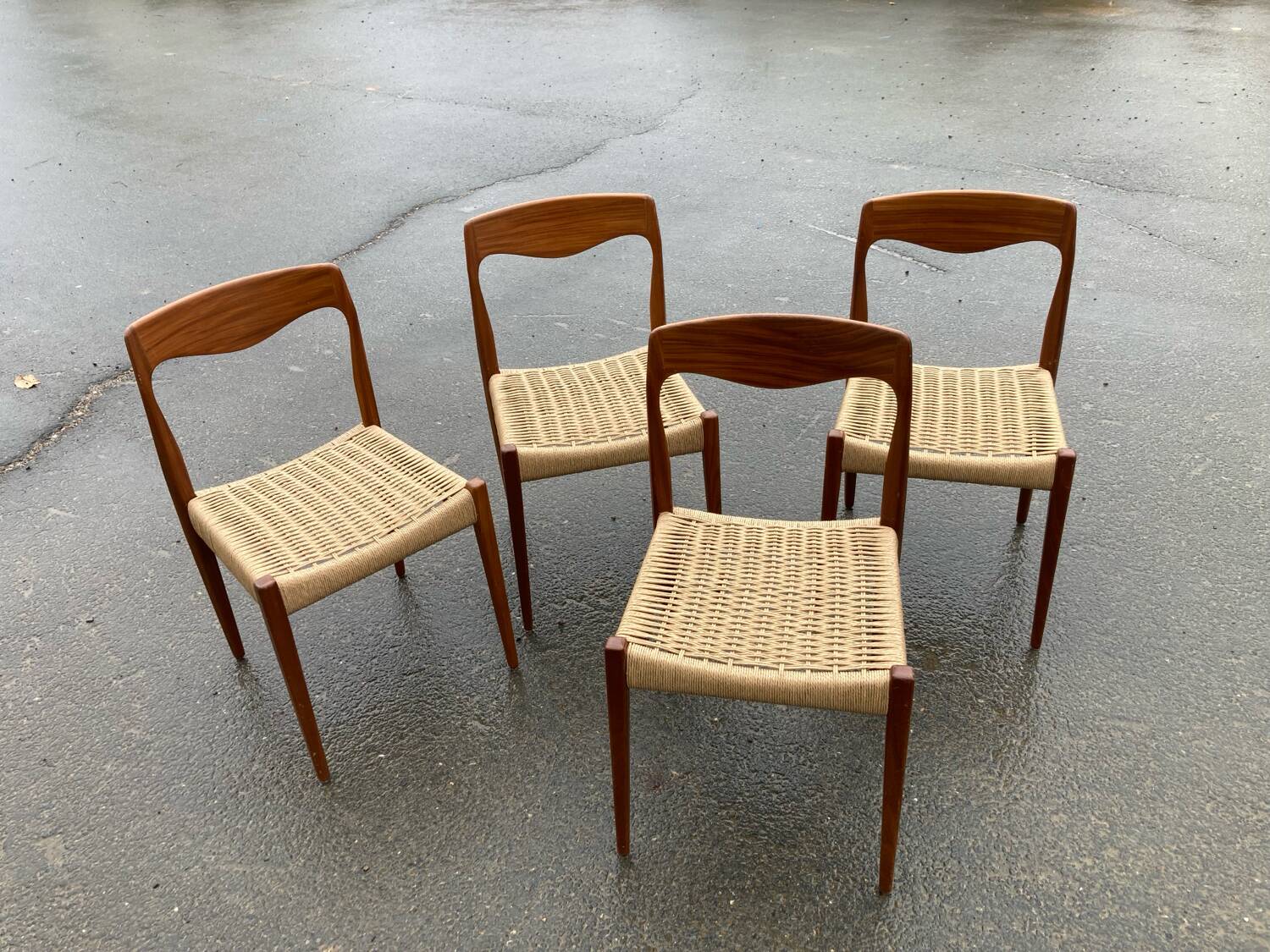 Four Scandinavian-style chairs from the 1970s.