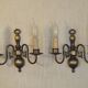 Pair French Vintage Age Bronze Effect Metal Flemsh Style Double Wall Lights 5092