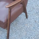 Pair of vintage Scandinavian style armchairs with moleskine compass legs from the 1950s