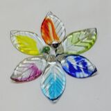 6 Knife Holders Cutlery Rests in Colored Glass in the Shape of Leaves