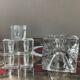 Series of 6 vintage cube candlesticks in molded glass