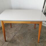 Vintage table in formica and wood, compass leg