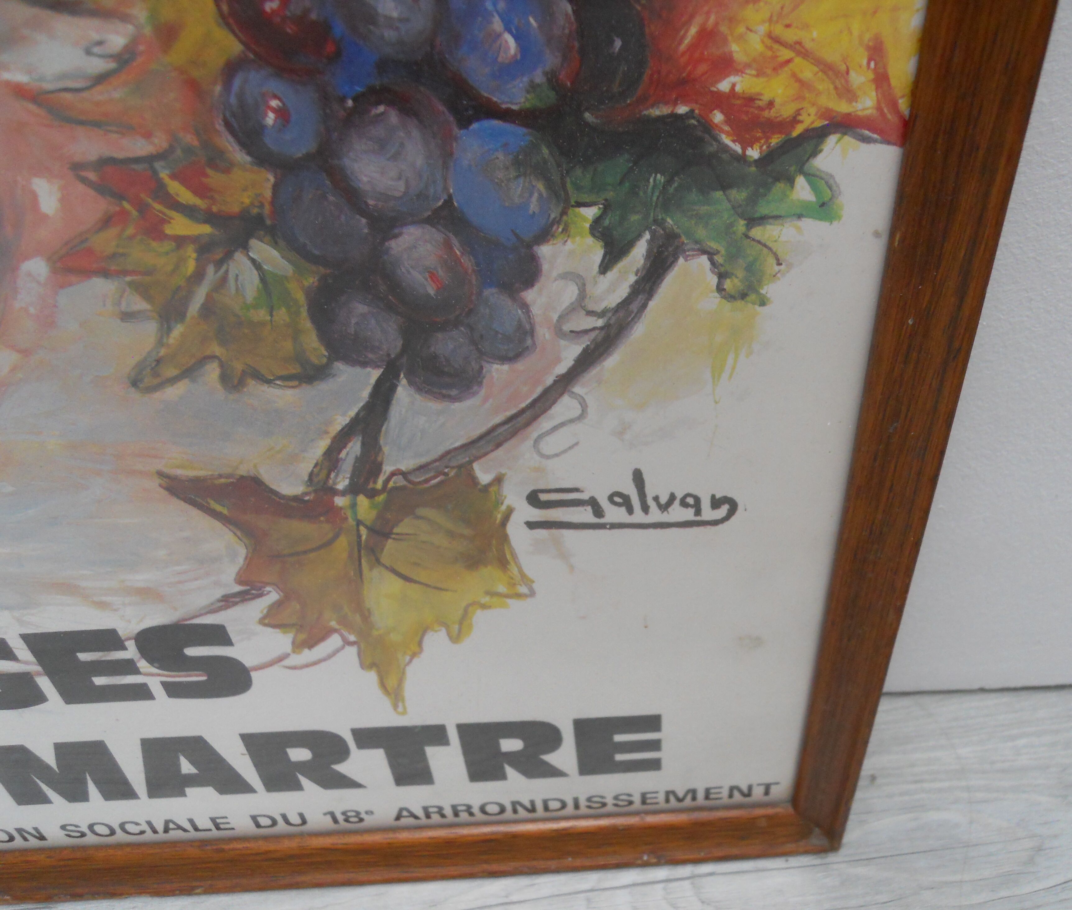 Poster under glass harvest a montmartre 1981 artist galvan