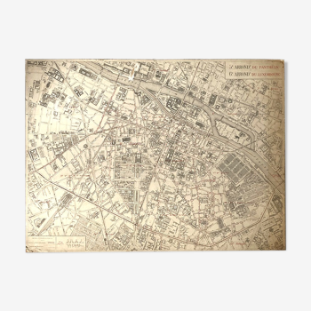 Carte ancienne cartonnée de Paris - 5ème et 6ème Arrondissement