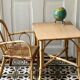 Vintage rattan desk and chair set for children