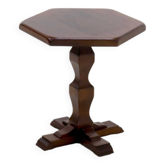 Solid Oak Pedestal Side Table 1960s