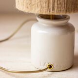 Table lamp mustard pot and jute string lampshade