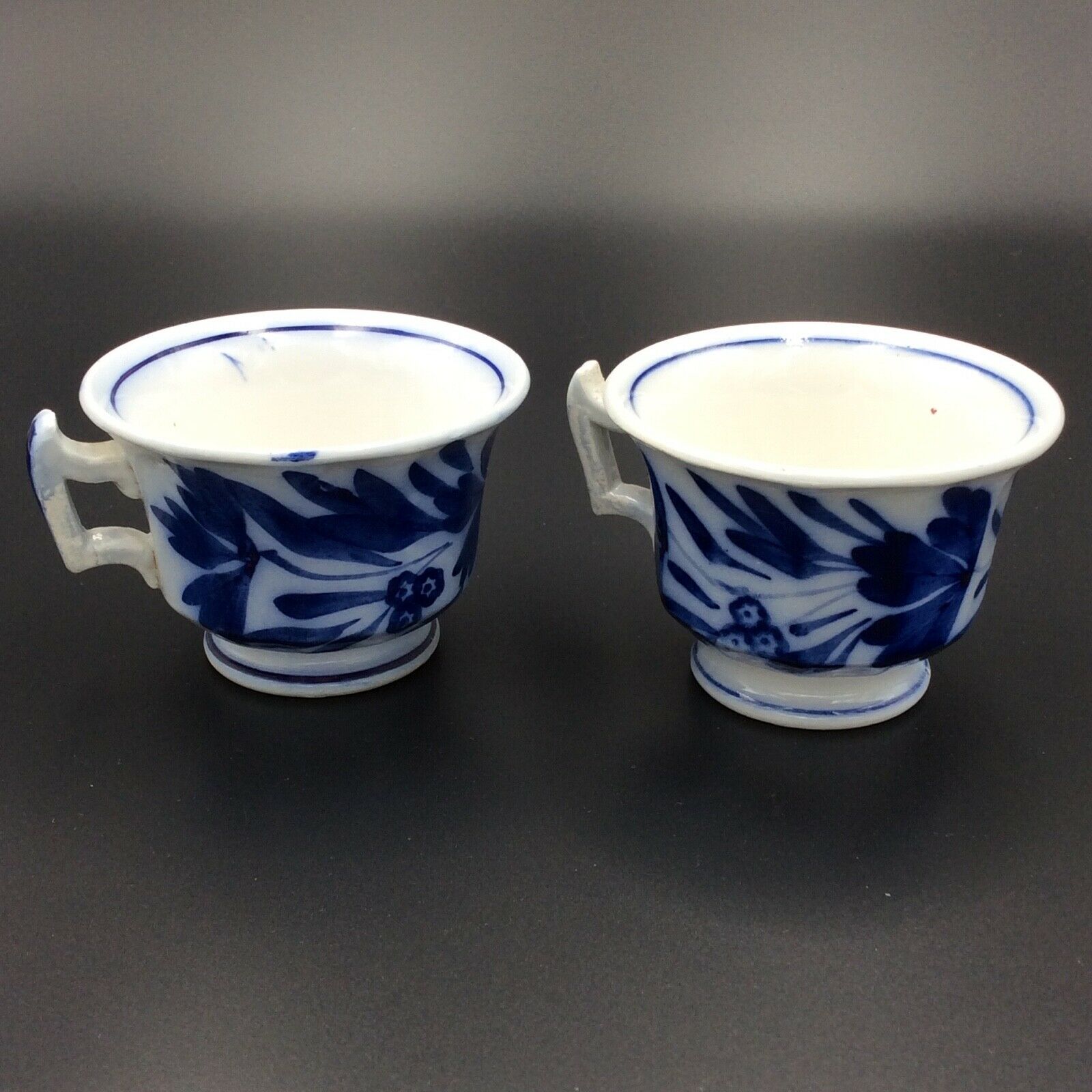2 cups of café sarreguemines and digoin décor fleuri bleu