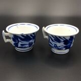 2 cups of café sarreguemines and digoin décor fleuri bleu