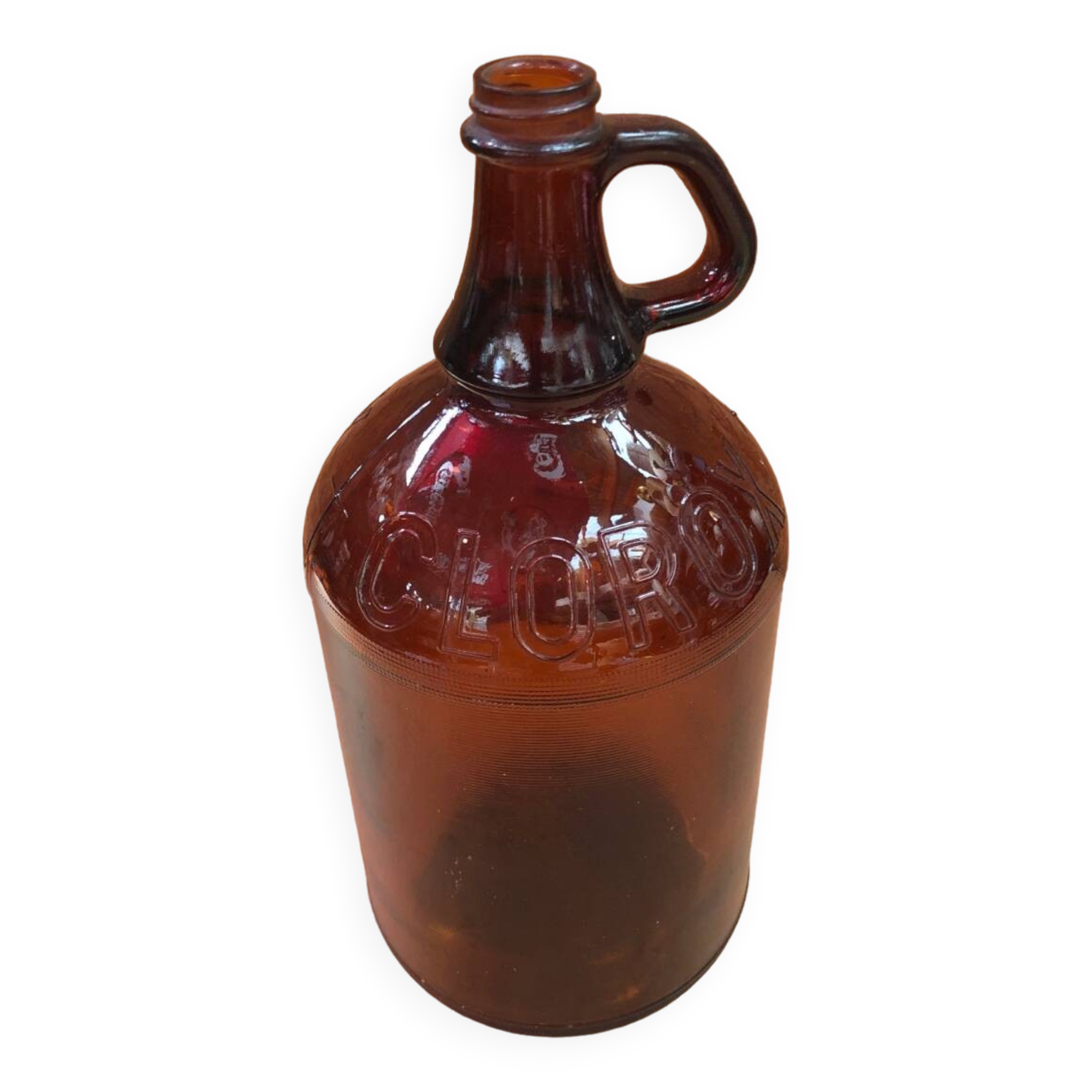 Old Lady Jeanne CLOROX Bottle Vintage Brown Glass #A941