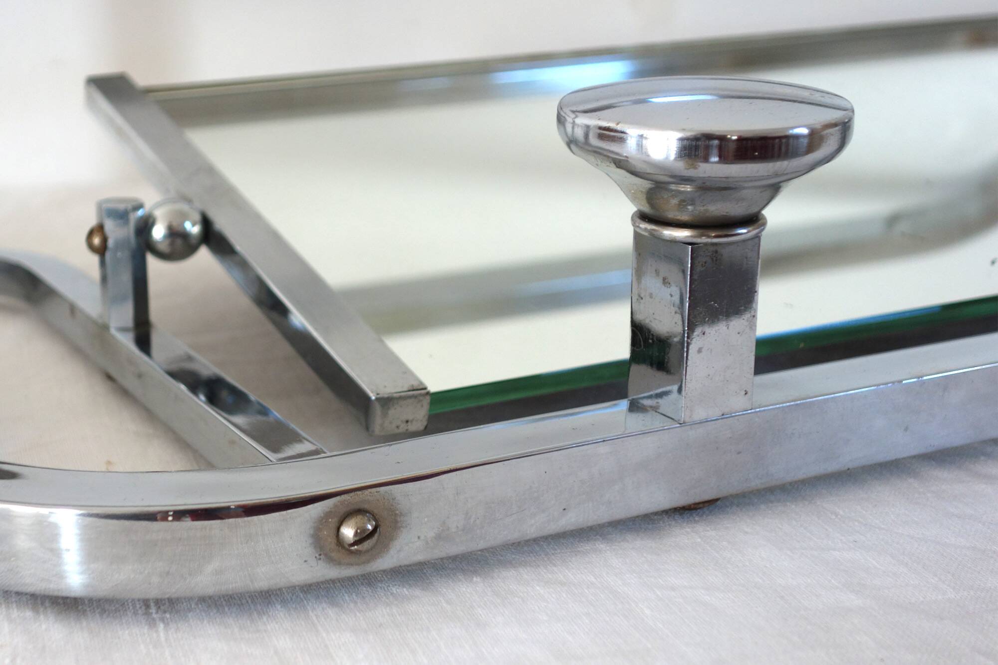 Chrome metal wall coat rack 1930s France