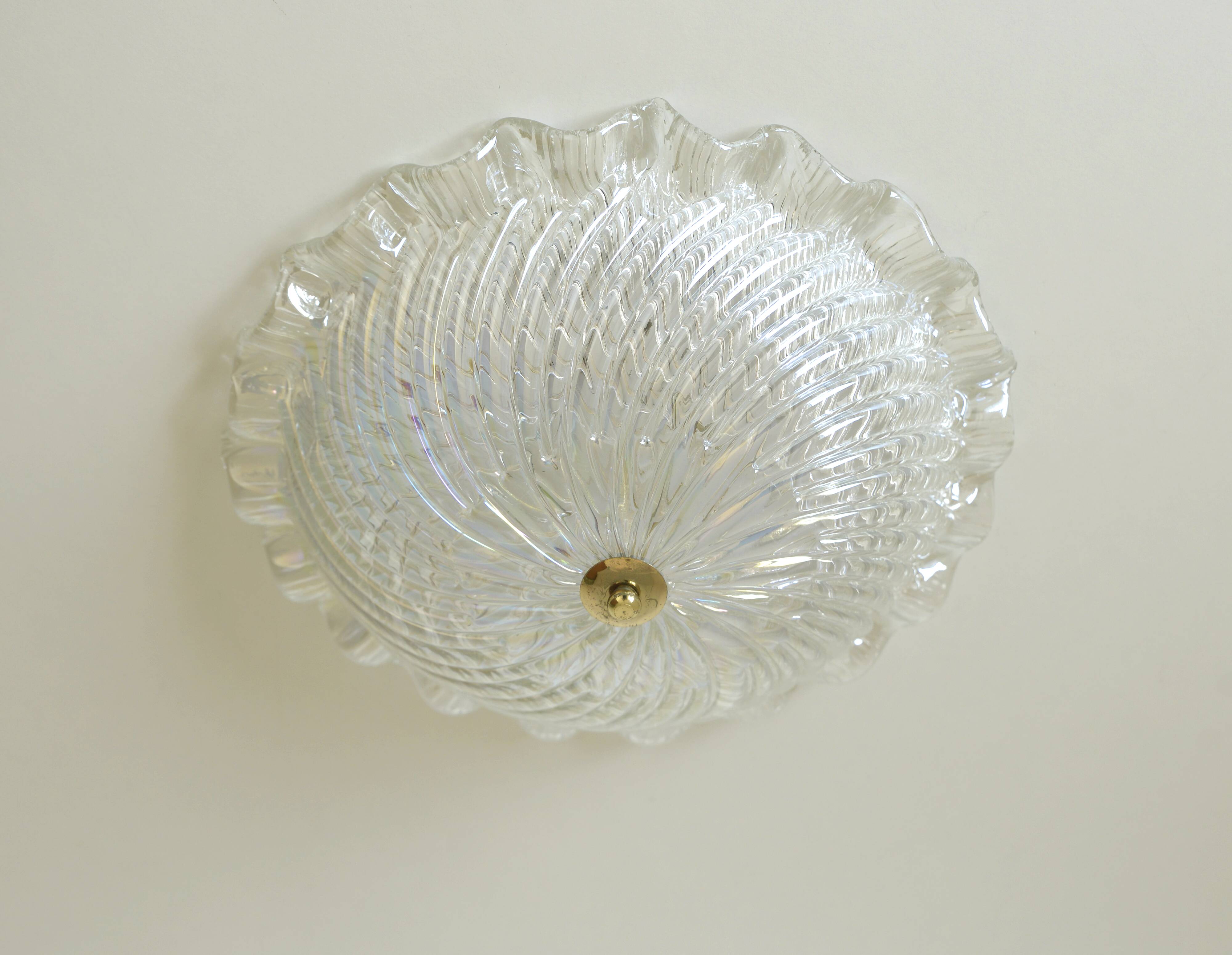 Vintage Murano Glass Sconce: Pearl Glass Wall Lamp / Handmade Flush Mount
