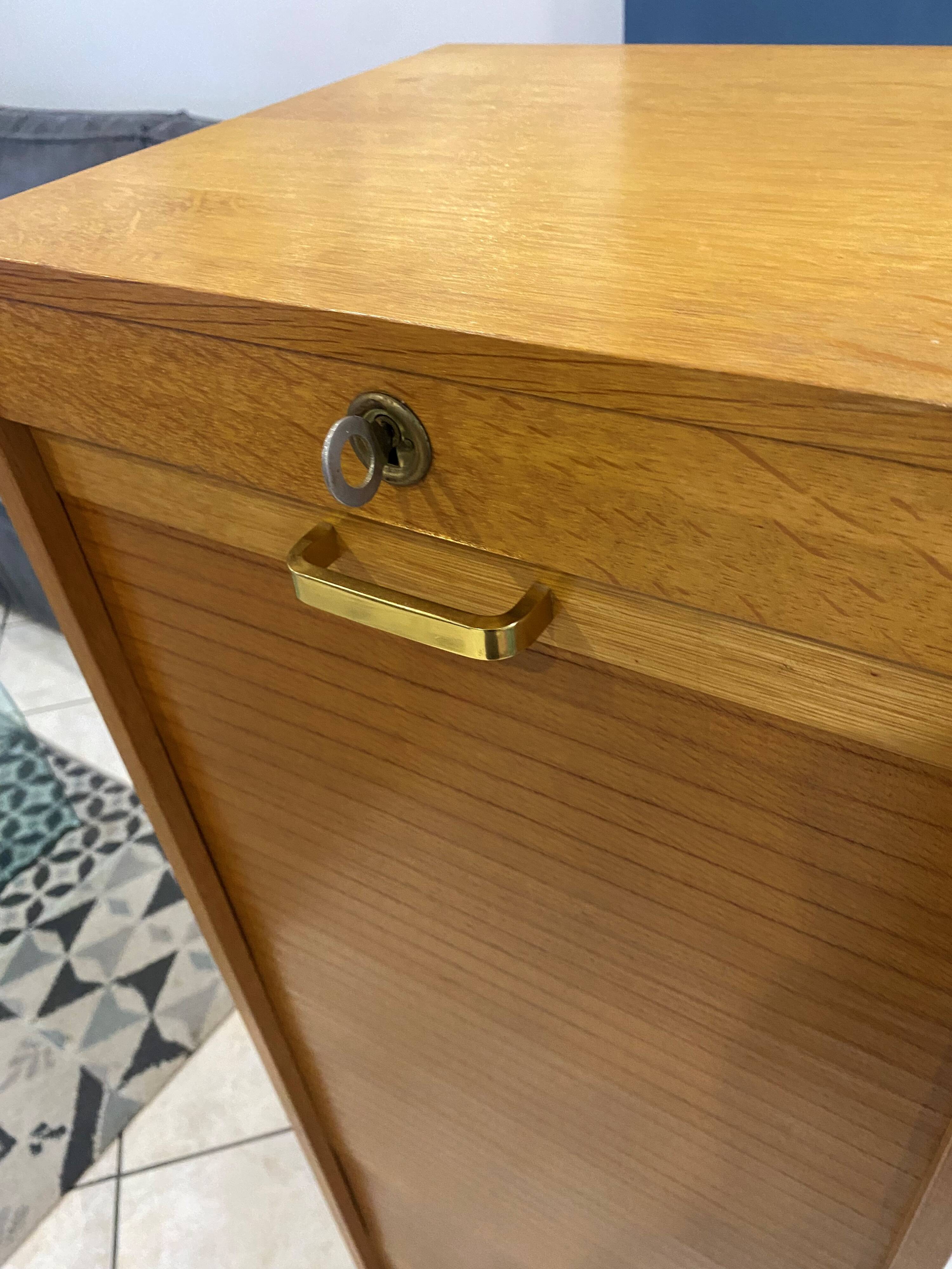 1960s office filing cabinet with curtains