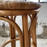 High stool in wicker and rattan