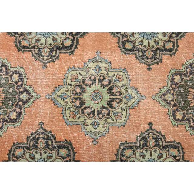 1970s Vintage Turkish Hand-Knotted Wool Cotton Orange Area Rug 138x394