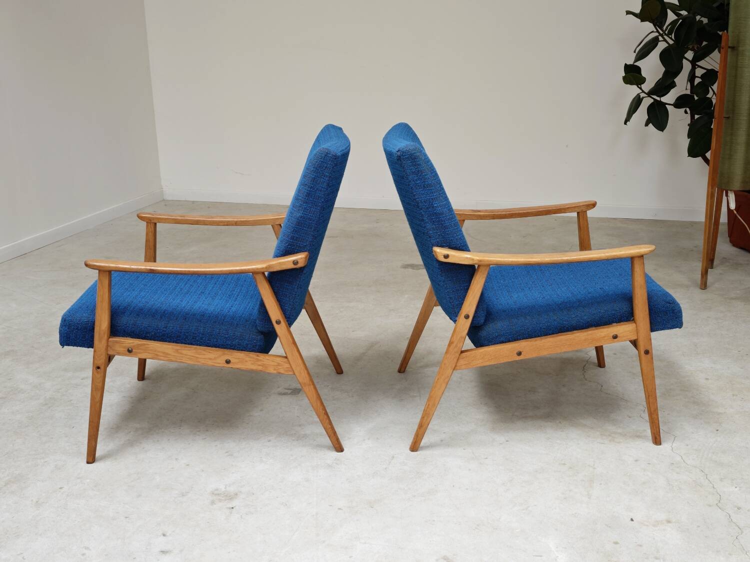Pair of blue armchairs by Jiri Jiroutek for Interier Praha, 1960