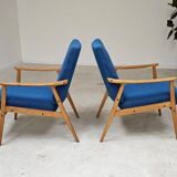 Pair of blue armchairs by Jiri Jiroutek for Interier Praha, 1960