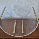 Italian magazine rack in acrylic and solid brass, 1970s