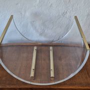 Italian magazine rack in acrylic and solid brass, 1970s