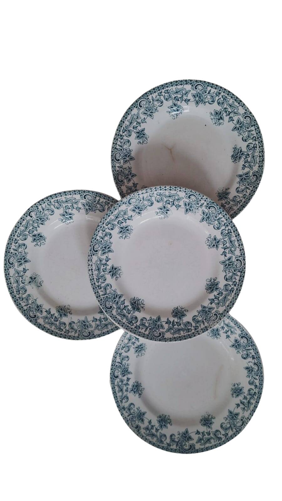 Set of 4 antique ironstone plates from Saint-Amand, "Jane" model.