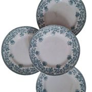 Set of 4 antique ironstone plates from Saint-Amand, "Jane" model.