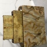 Heavy Onyx Marble Nesting Brass Tables