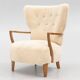 Danish armchair. upholstered with Australian lambskin. Danish Cabinmaker, 1940's