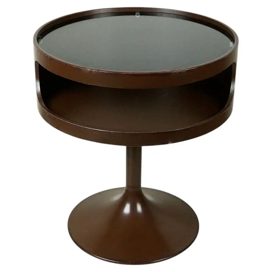 Luna Space Age chocolate brown tulip side table by Opal, Germany