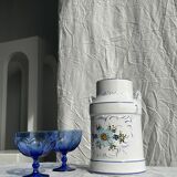 5 blue glass stemmed ice cream bowls