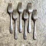 6 silver metal forks