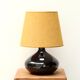 Ceramic lamp, yellow lampshade, 70s