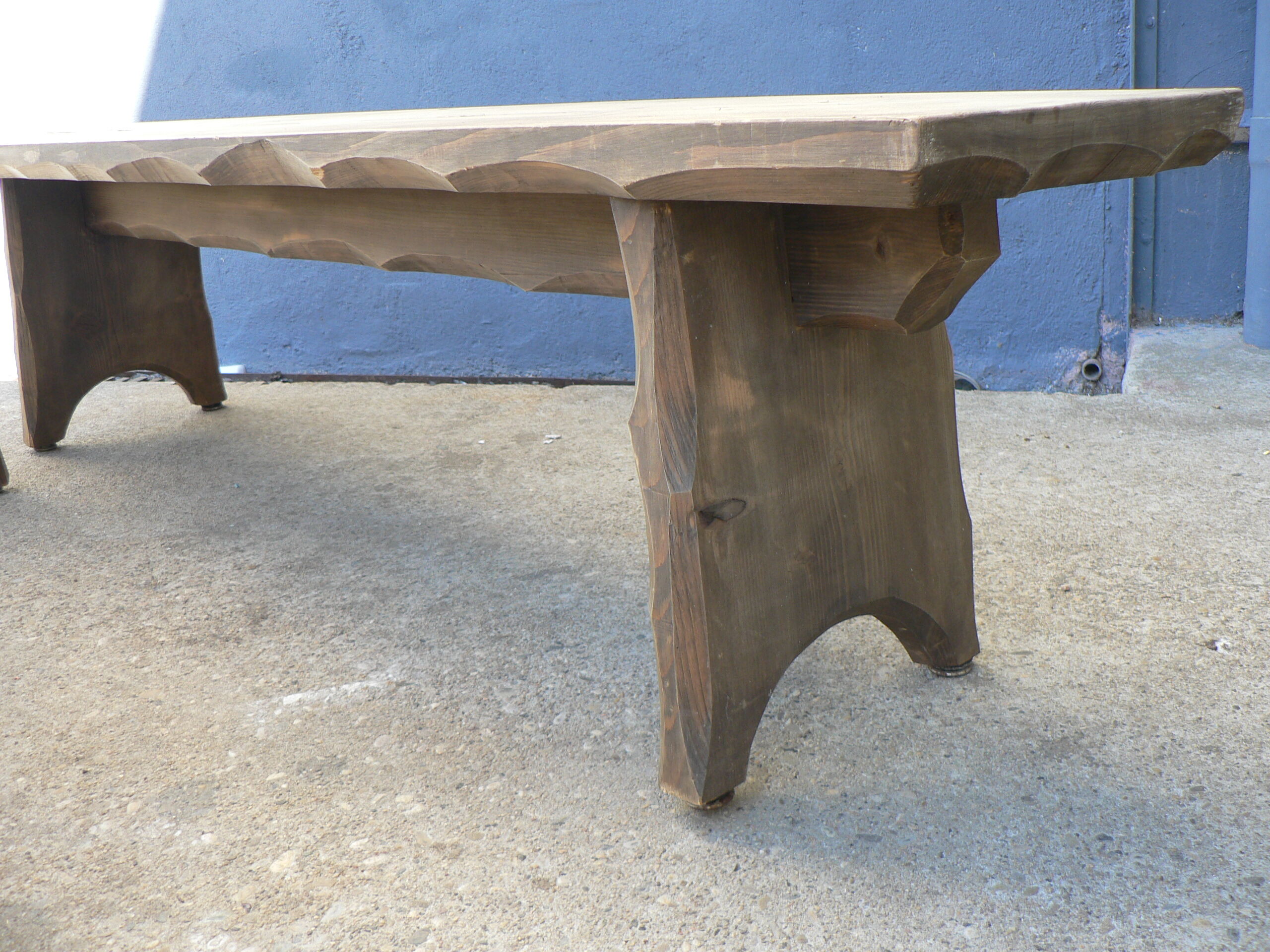 Pair of rustic farm table bench