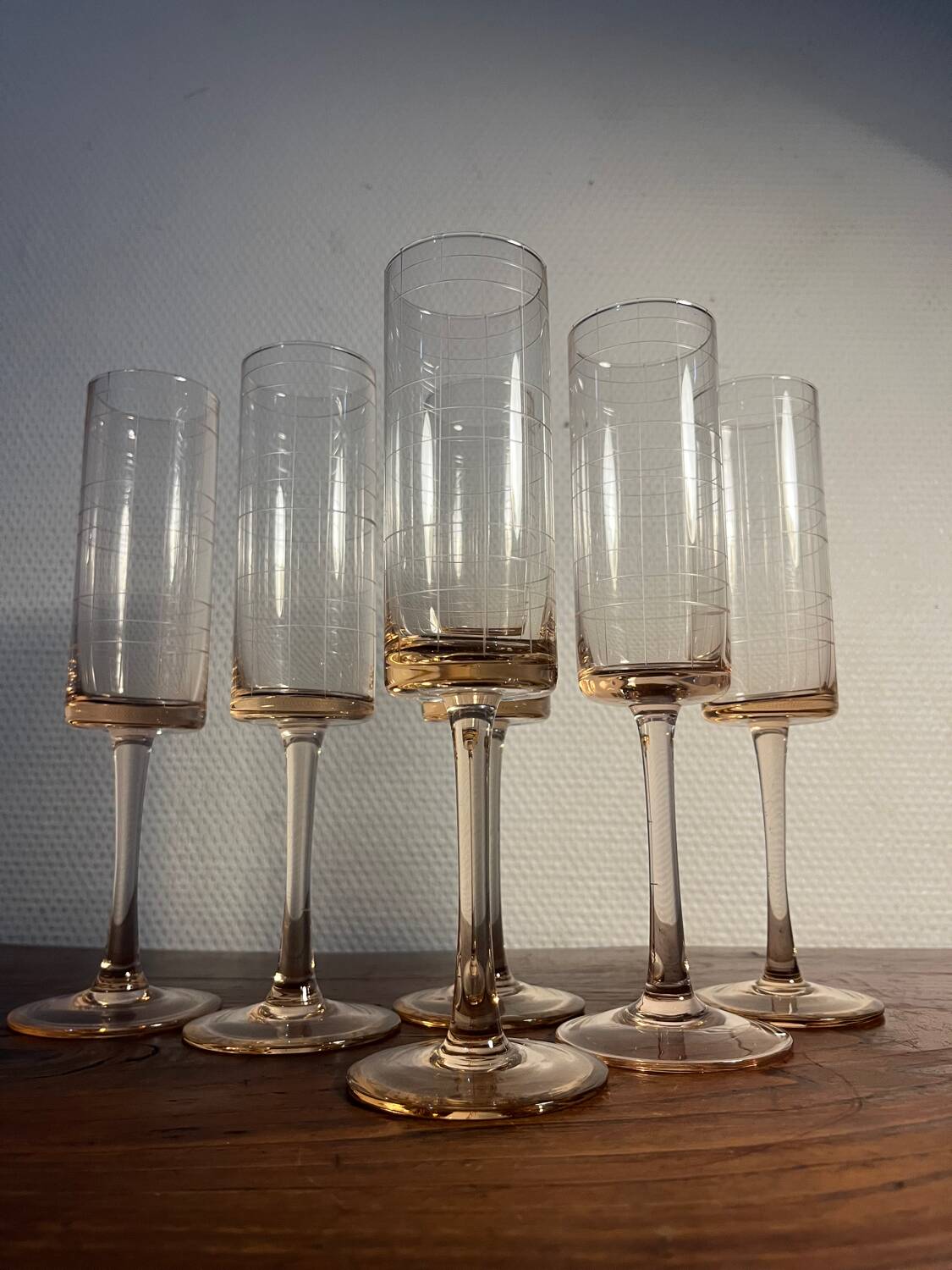 Set of 6 champagne glasses – Studio Nova – Parc Avenue Green Pink – A