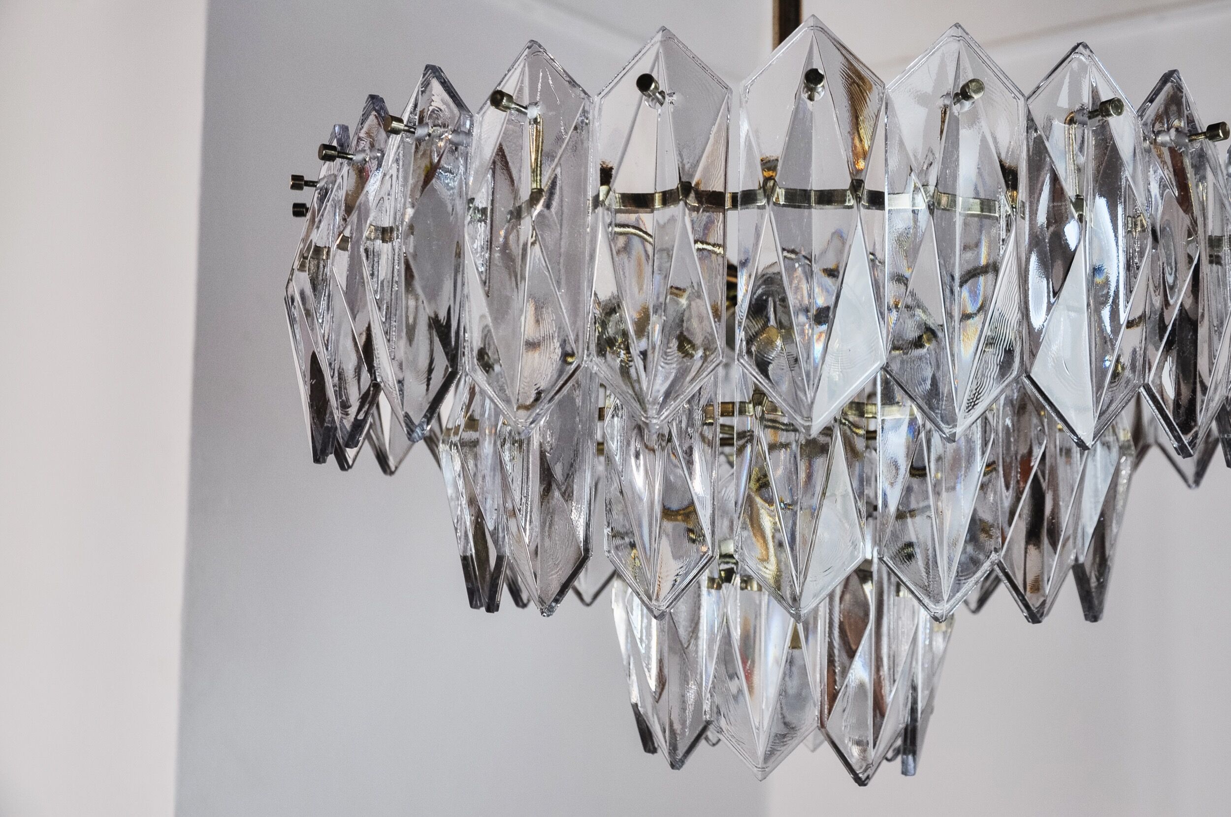 J.T Kalmar chandelier, cut glass, 3 levels, Austria 1970