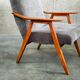 Pair of armchairs czechoslovakian midcentury renovated gray velvet