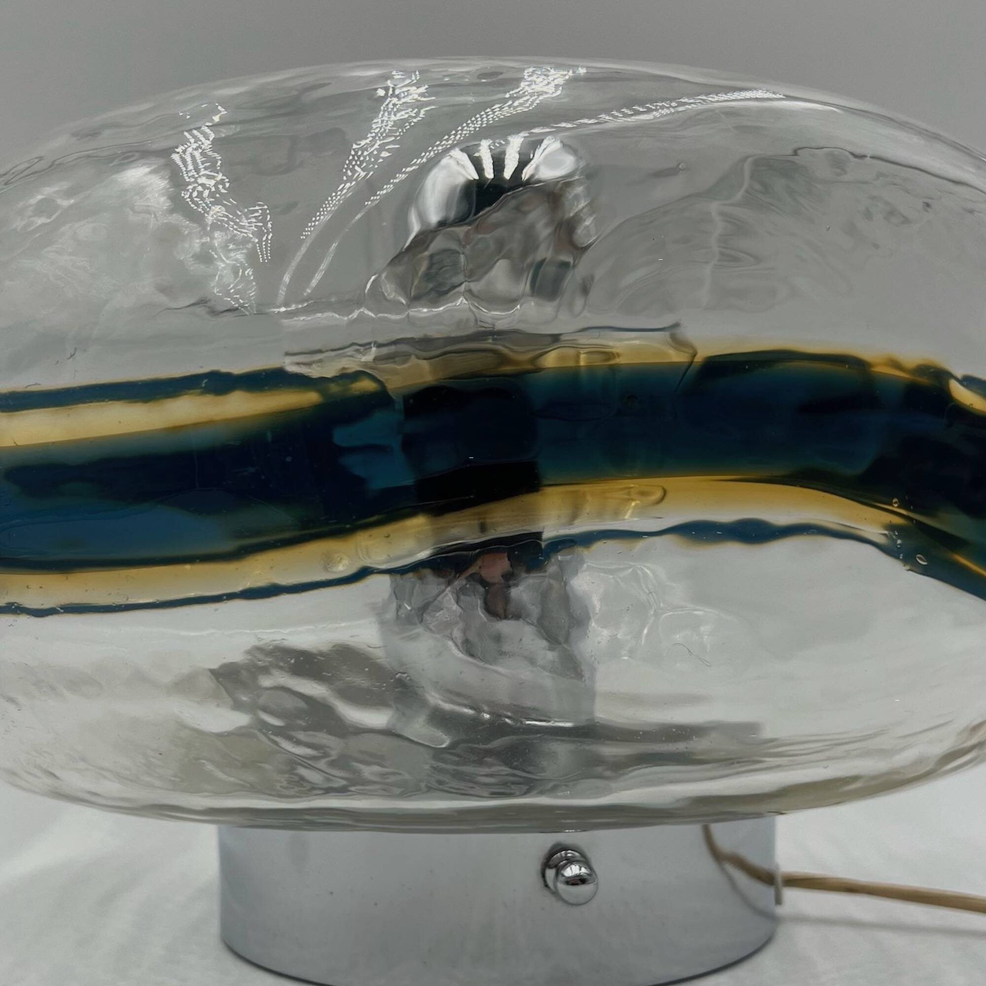Luxury Large Table Lamp in Murano Hammered Glass, 60s