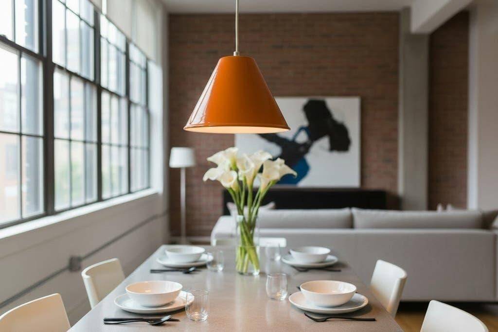 Vintage orange metal pendant light