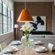 Vintage orange metal pendant light