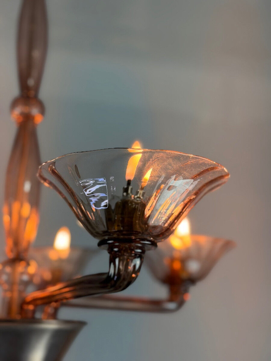 Venetian chandelier in amethyst Murano glass, circa 1920
