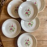 Set of 6 vintage flat plates - Pompadour de Gien