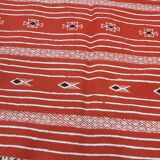 Red and white carpet Berber style handmade 100x138cm