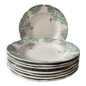 Series of 8 Terre de Fer soup plates, Onnaing earthenware “Sylvia”