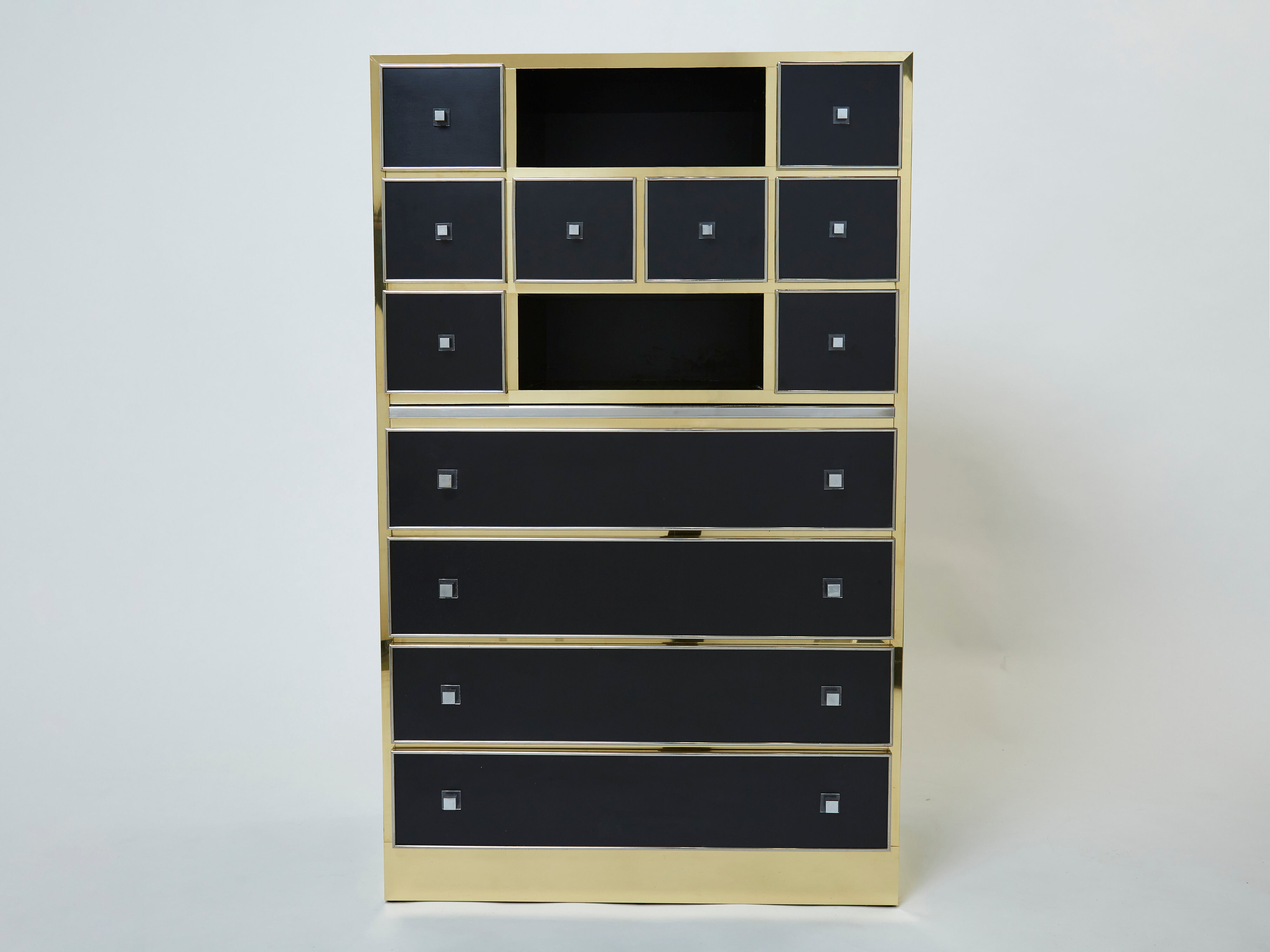 Secretary brass chrome lacquer Michel Pigneres 1970