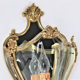 Pair of Louis XV style appliques in solid bronze & curved glass