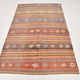5x7 Tile Red & Grey Kilim Rug, Handwoven Vintage Kilim Rug, 140x221Cm