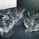 Set of 6 low glass champagne glasses ground decoration. 50s