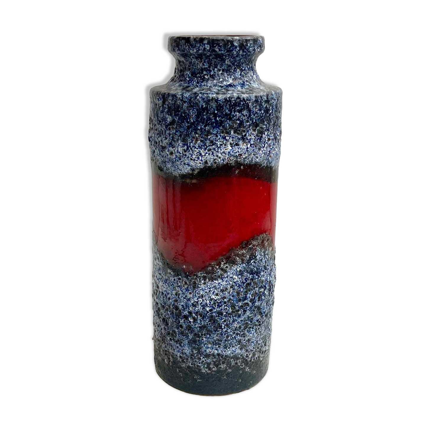 Vase Fat Lava bleu et rouge West Germany