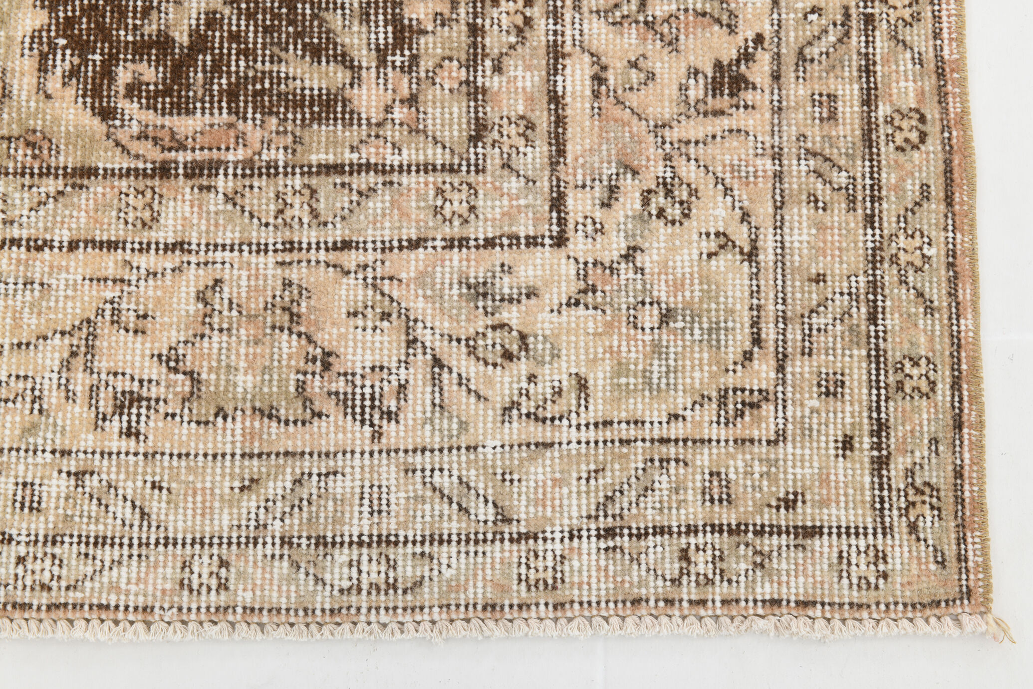 6x9 brown & beige oriental vintage rug 181x291cm