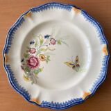 6 grandes assiettes plates anciennes en faïence de LONGCHAMP